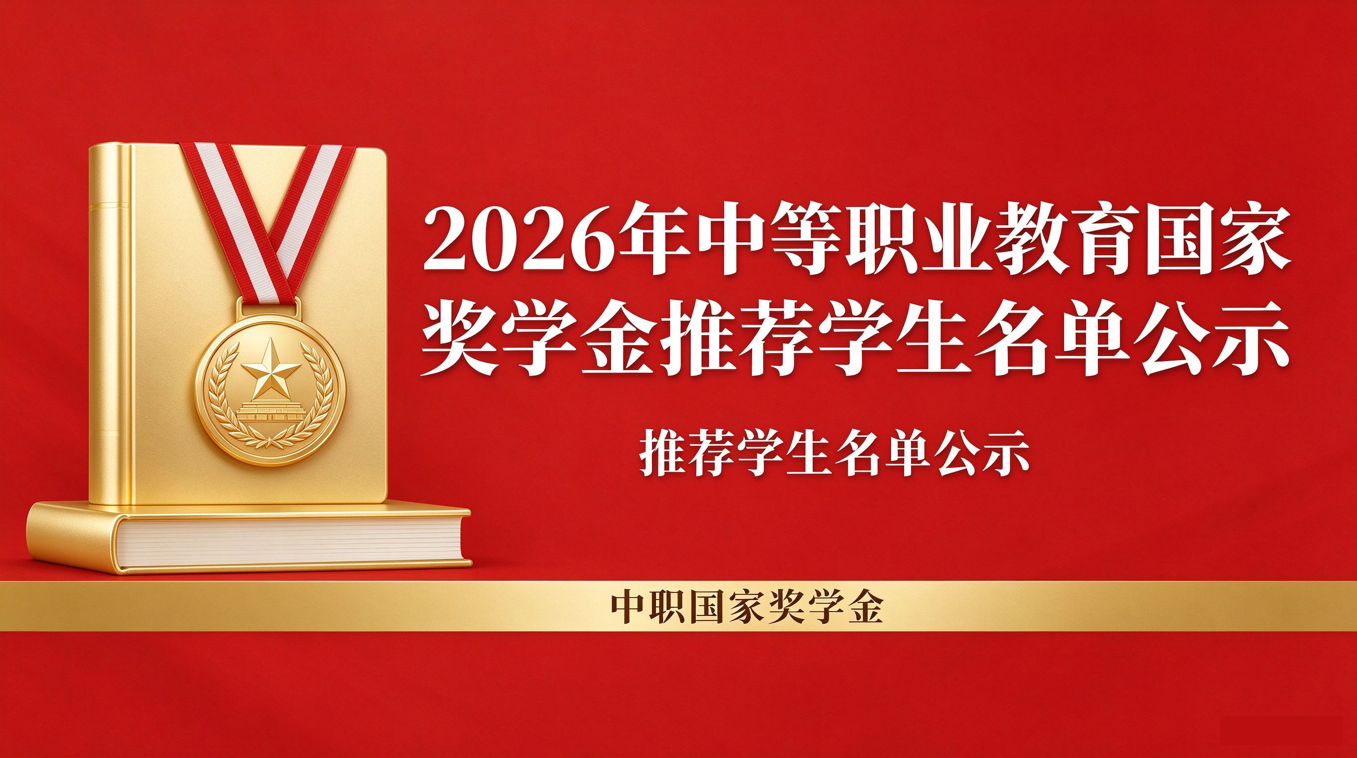 2026年中等职业教育国家奖学金推荐学生名单公示